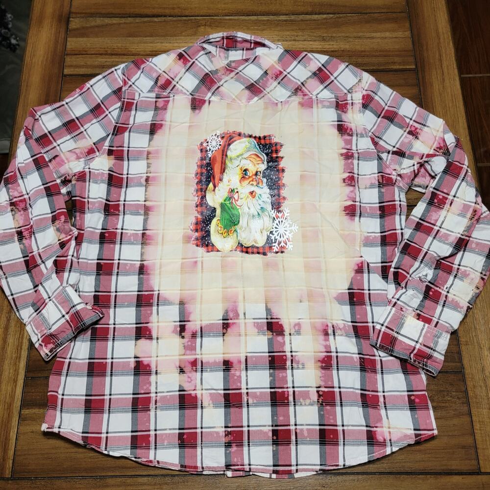 American Eagle Outfitters Homemade Christmas Pearl Snap Santa Shirt - Size XL